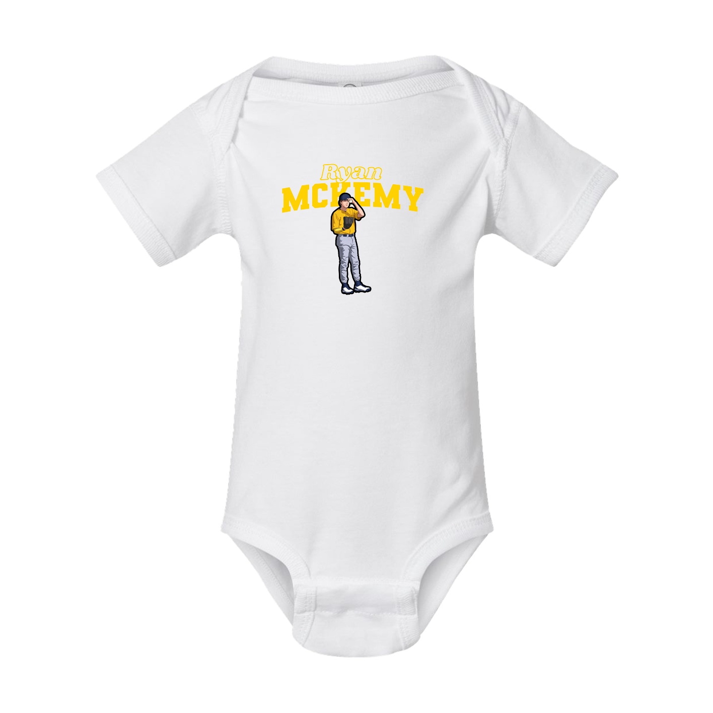 Baby Onesie — Name Arch in White