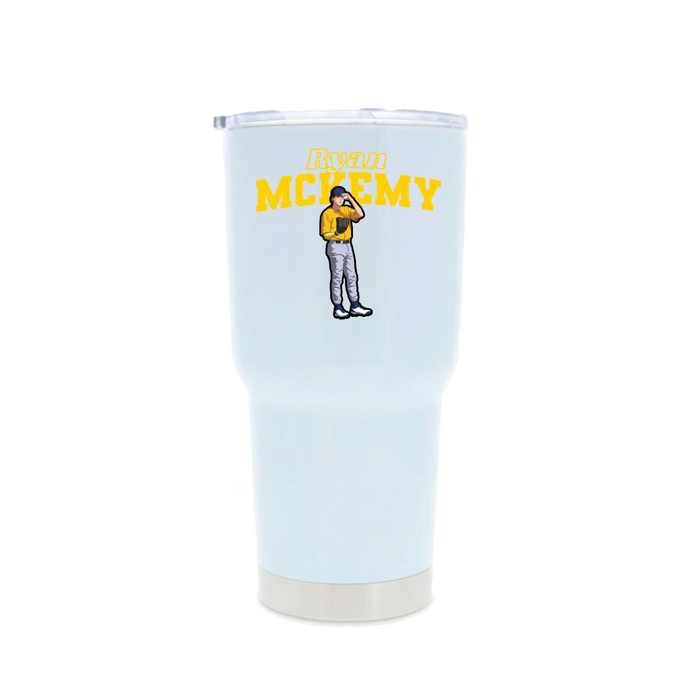 30oz Stainless Steel Tumbler — Name Arch in White