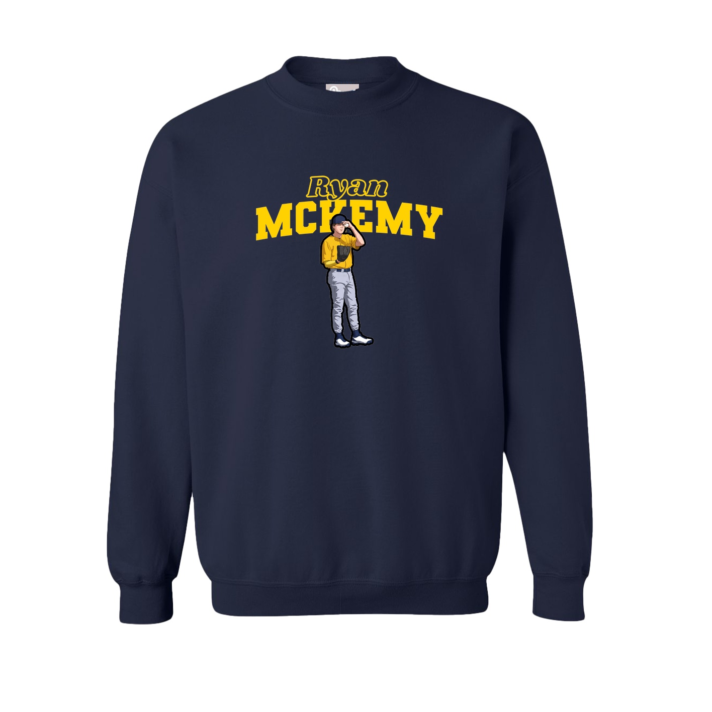 Fleece Crew — Name Arch in Navy
