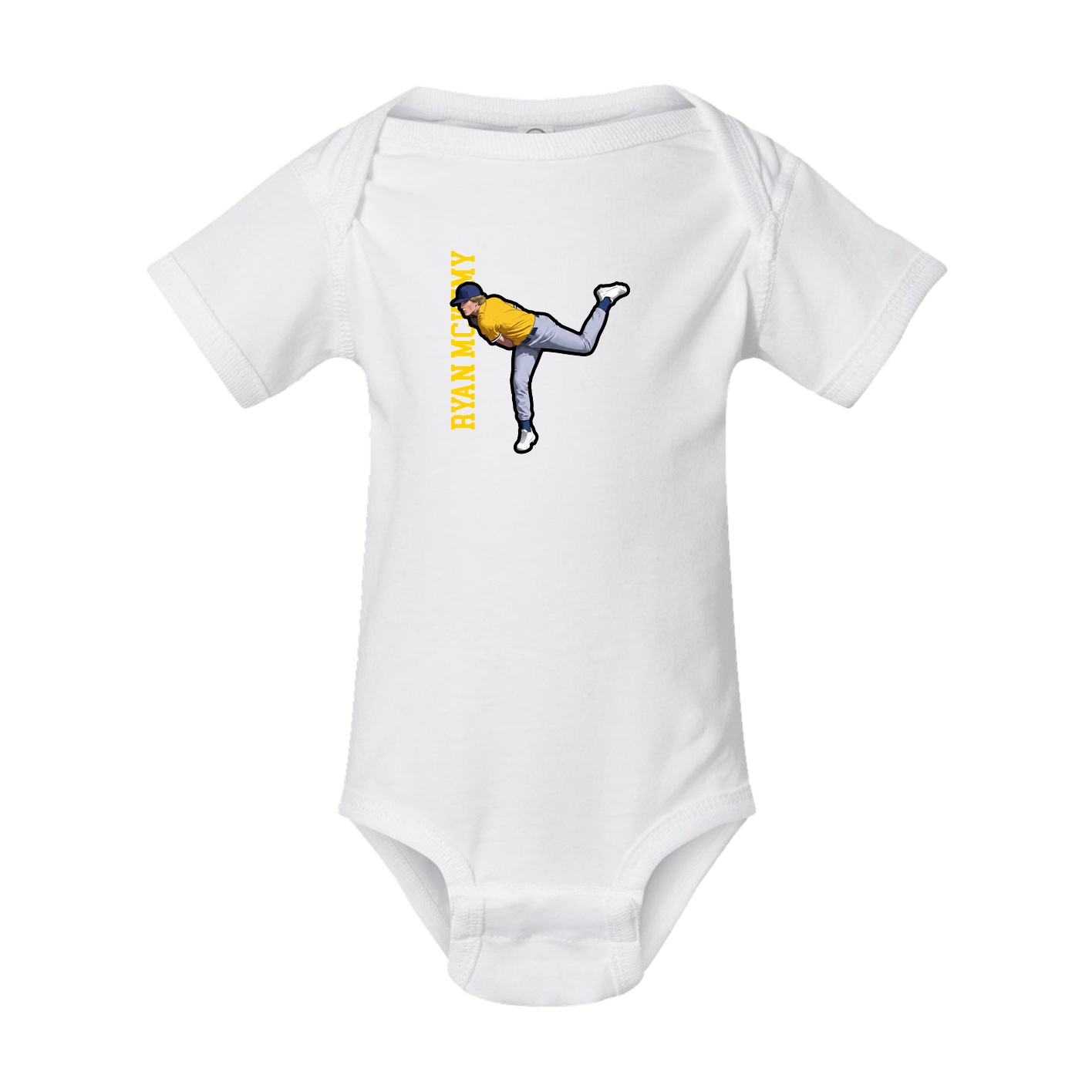 Baby Onesie — Name Vertical in White