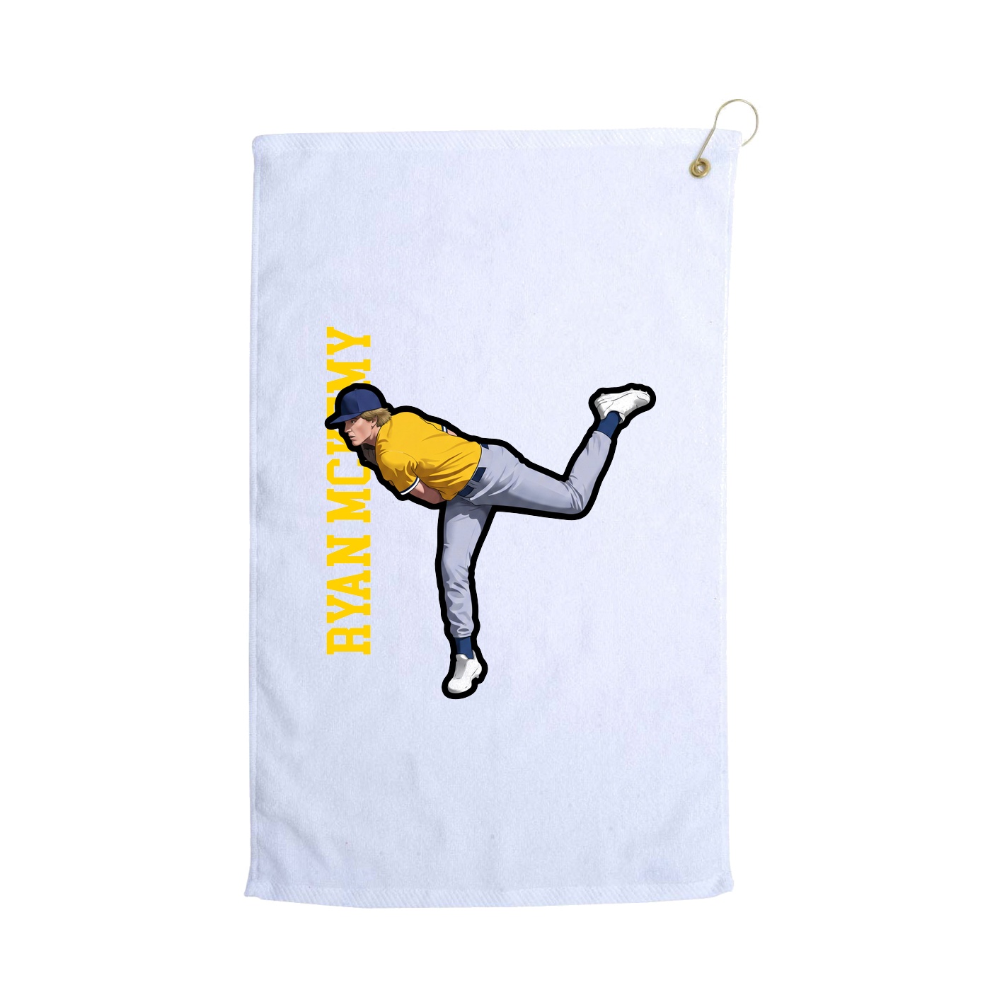 Golf Towel — Name Vertical in White