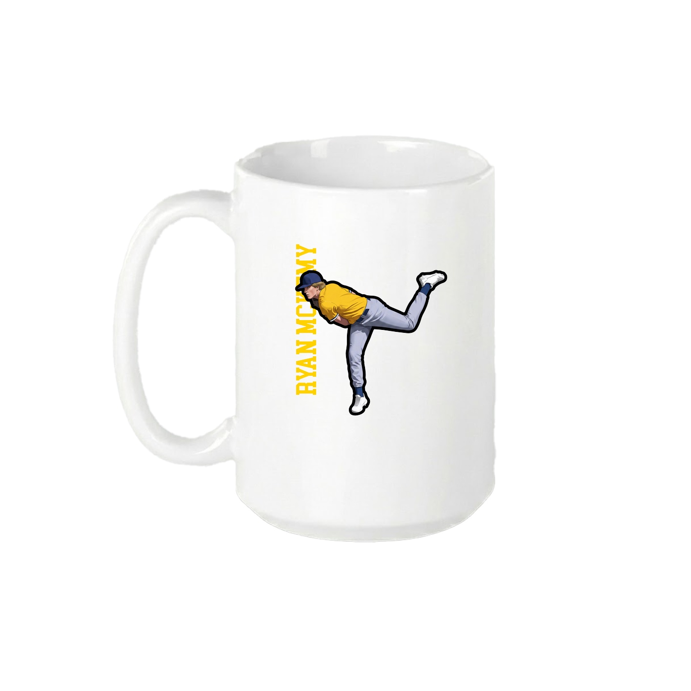 15oz Coffee Mug — Name Vertical in White