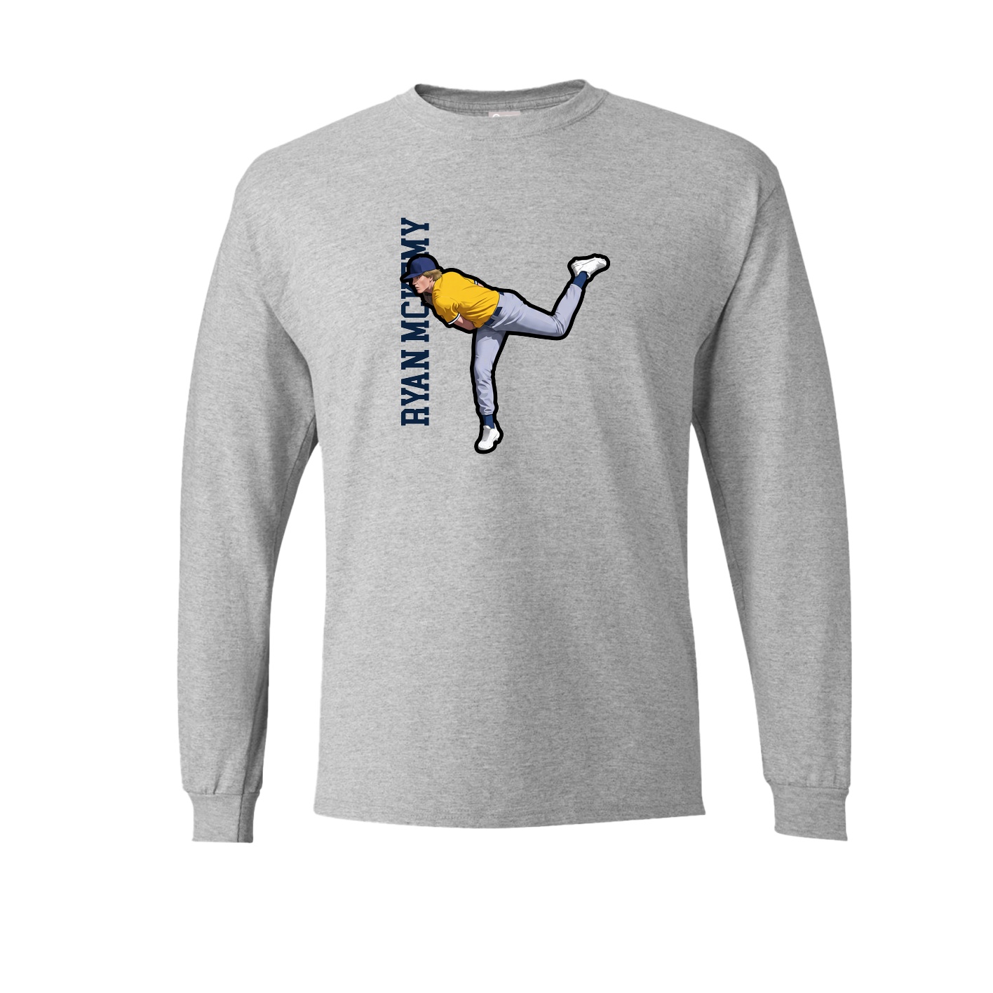 Long Sleeve Tee — Name Vertical in Grey
