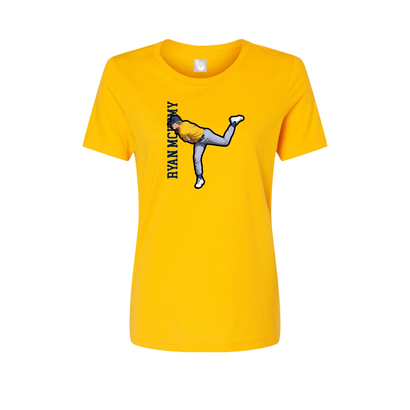 Fitted Women's Tee — Name Vertical in Gold