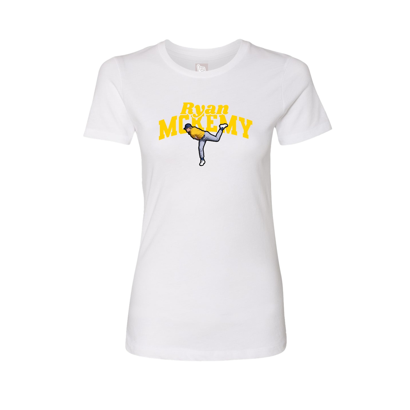Fitted Women's Tee — Signature Arch in White