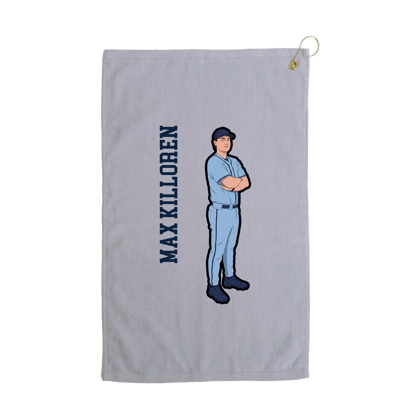 Golf Towel — Name Vertical in Grey