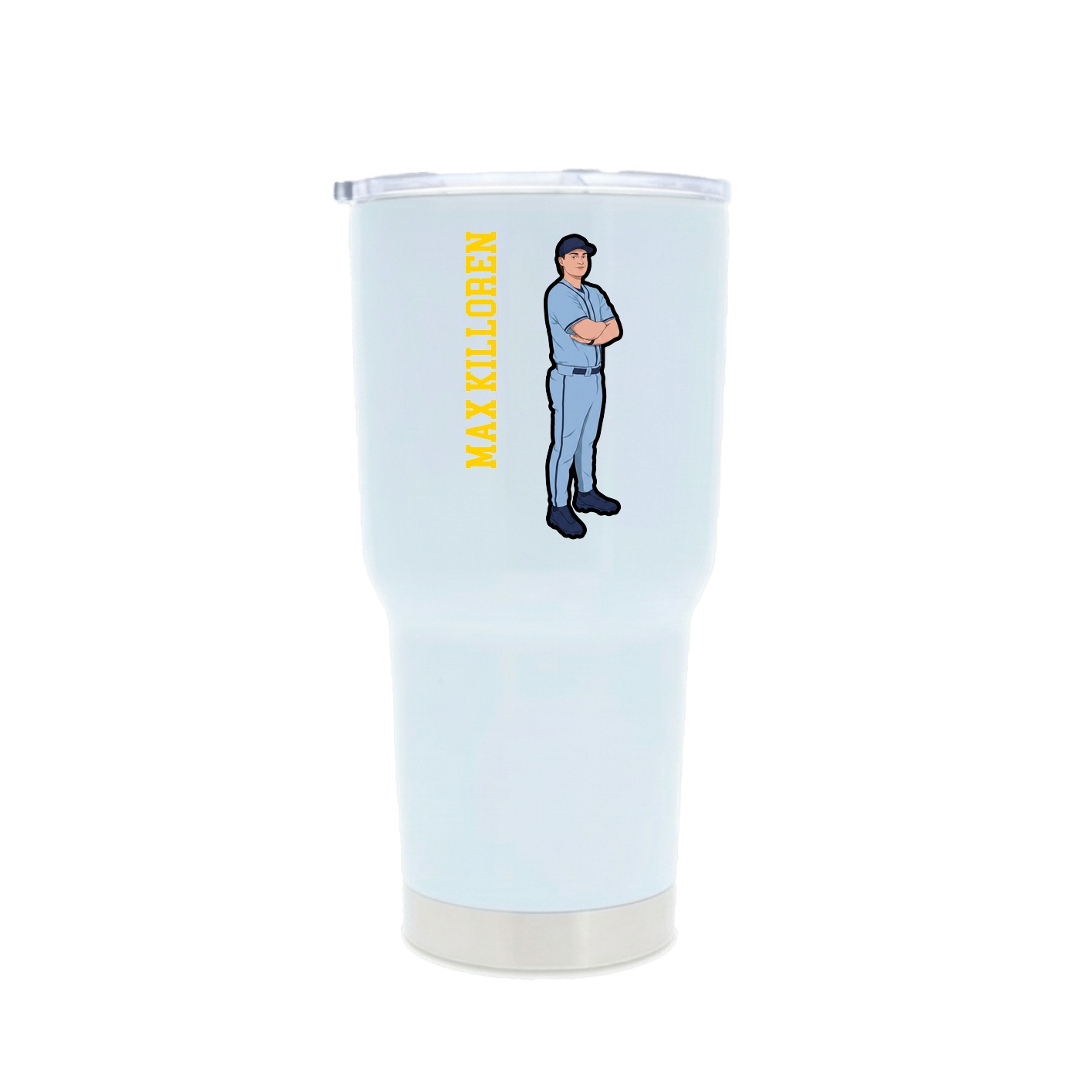 30oz Stainless Steel Tumbler — Name Vertical in White