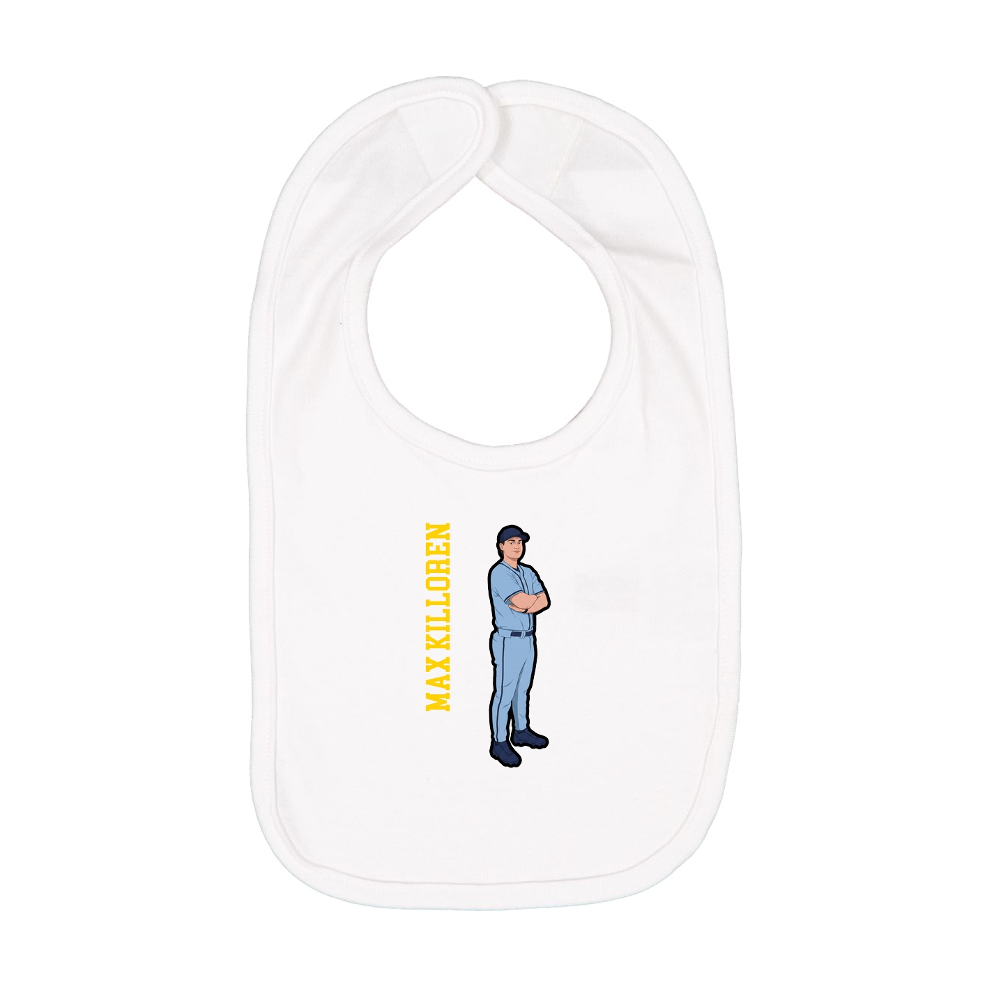 Infant Bib — Name Vertical in White