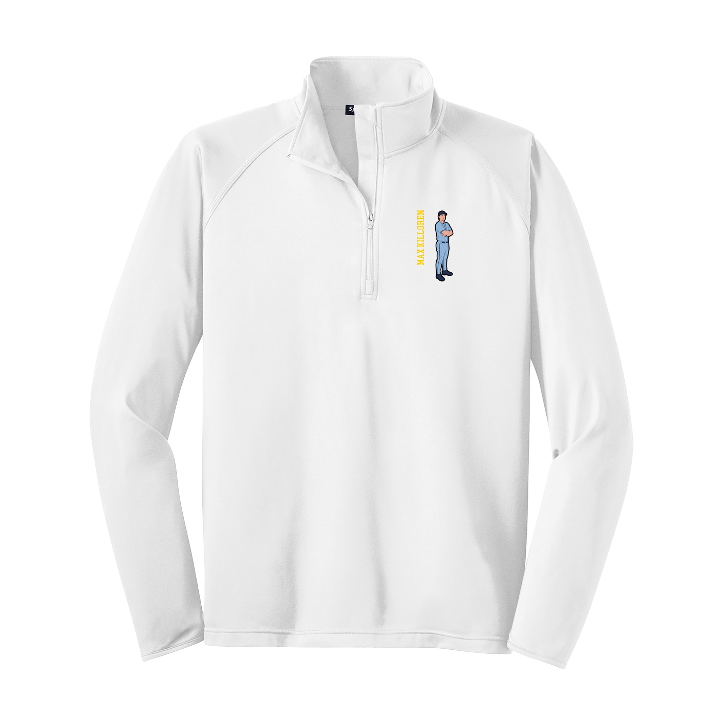 Q-Zip Pullover — Name Vertical in White