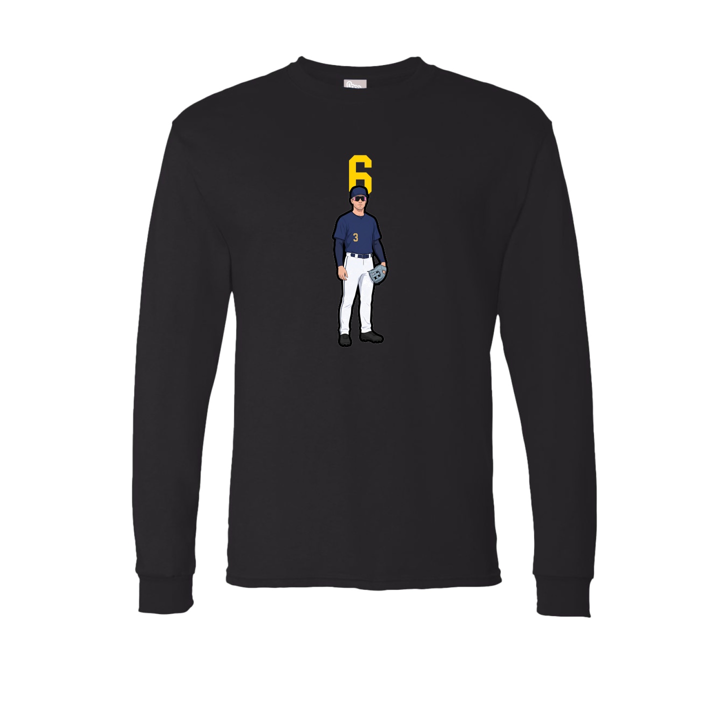 Long Sleeve Tee — Number Top in Black