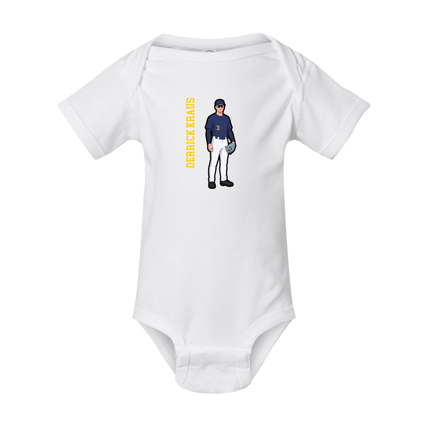 Baby Onesie — Name Vertical in White