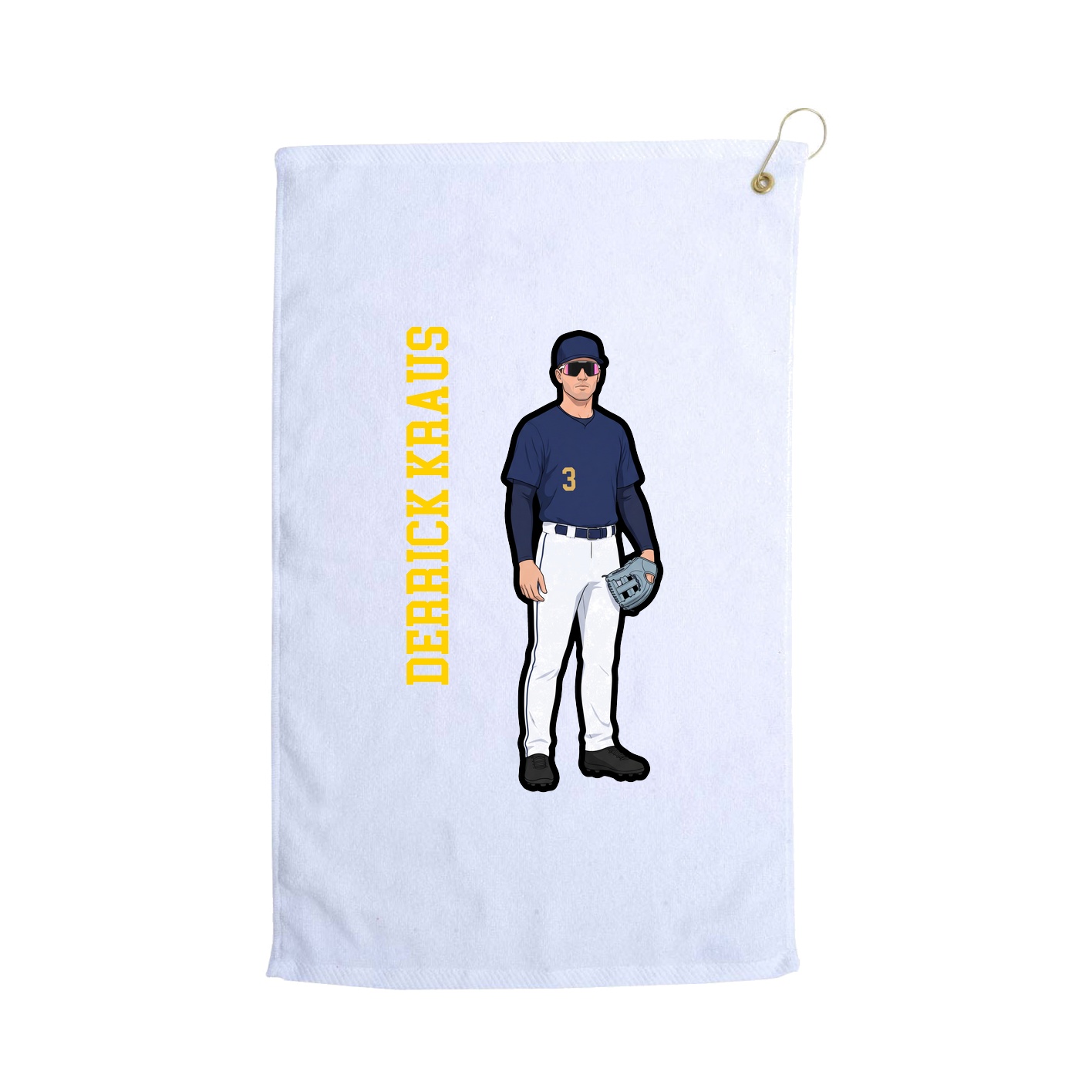 Golf Towel — Name Vertical in White