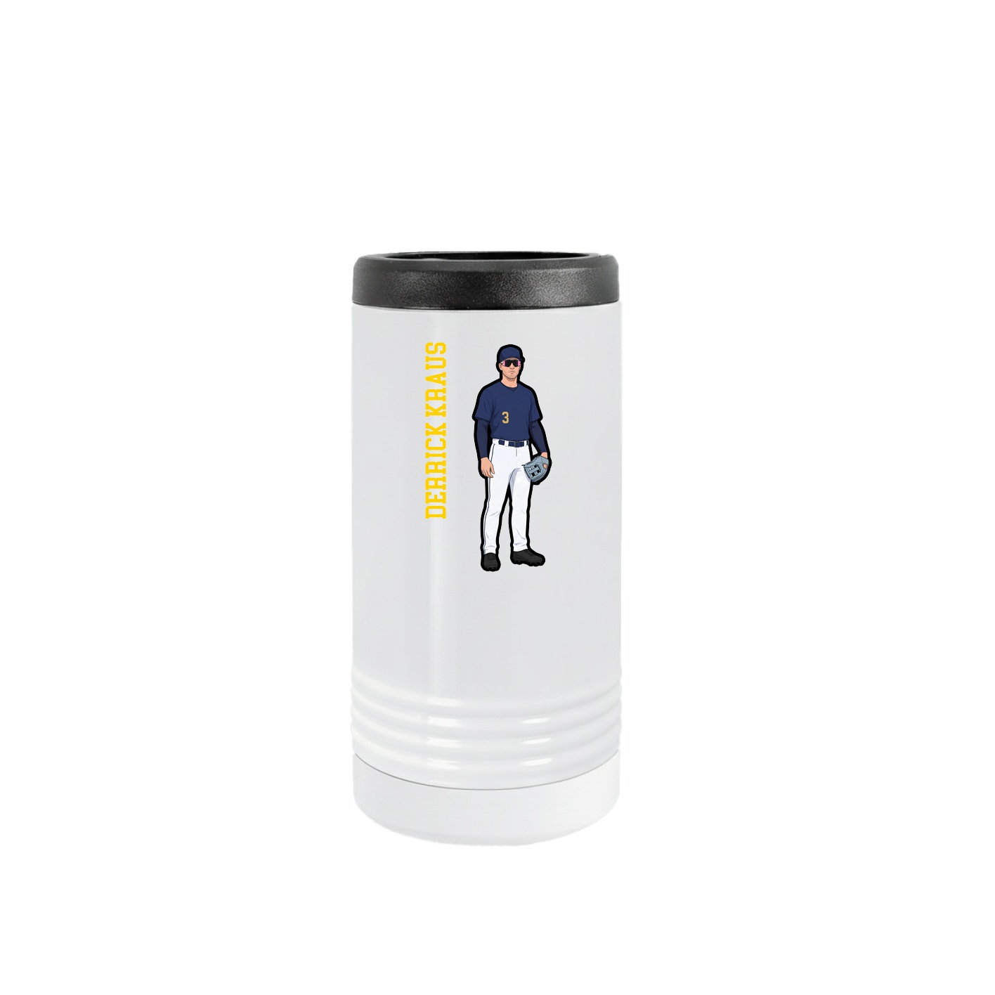 Slim Beverage Holder — Name Vertical in White