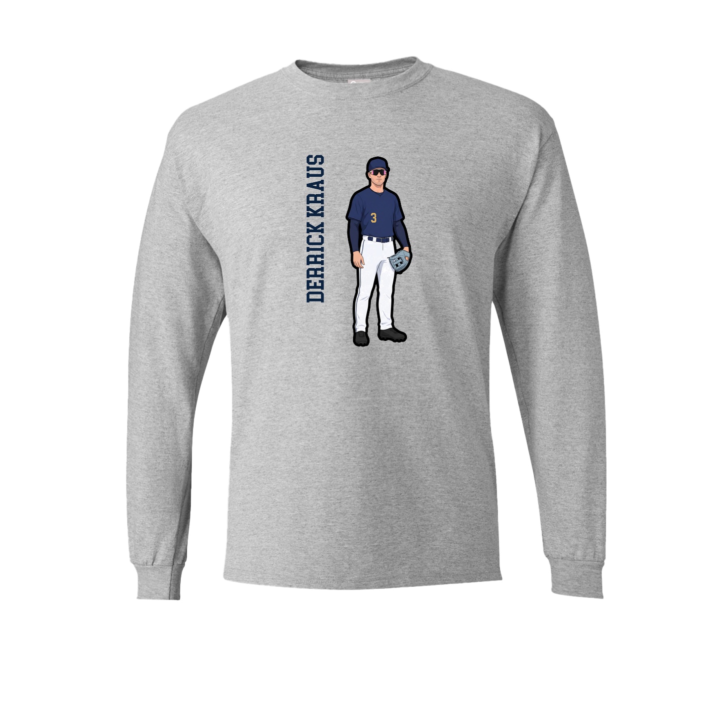 Long Sleeve Tee — Name Vertical in Grey
