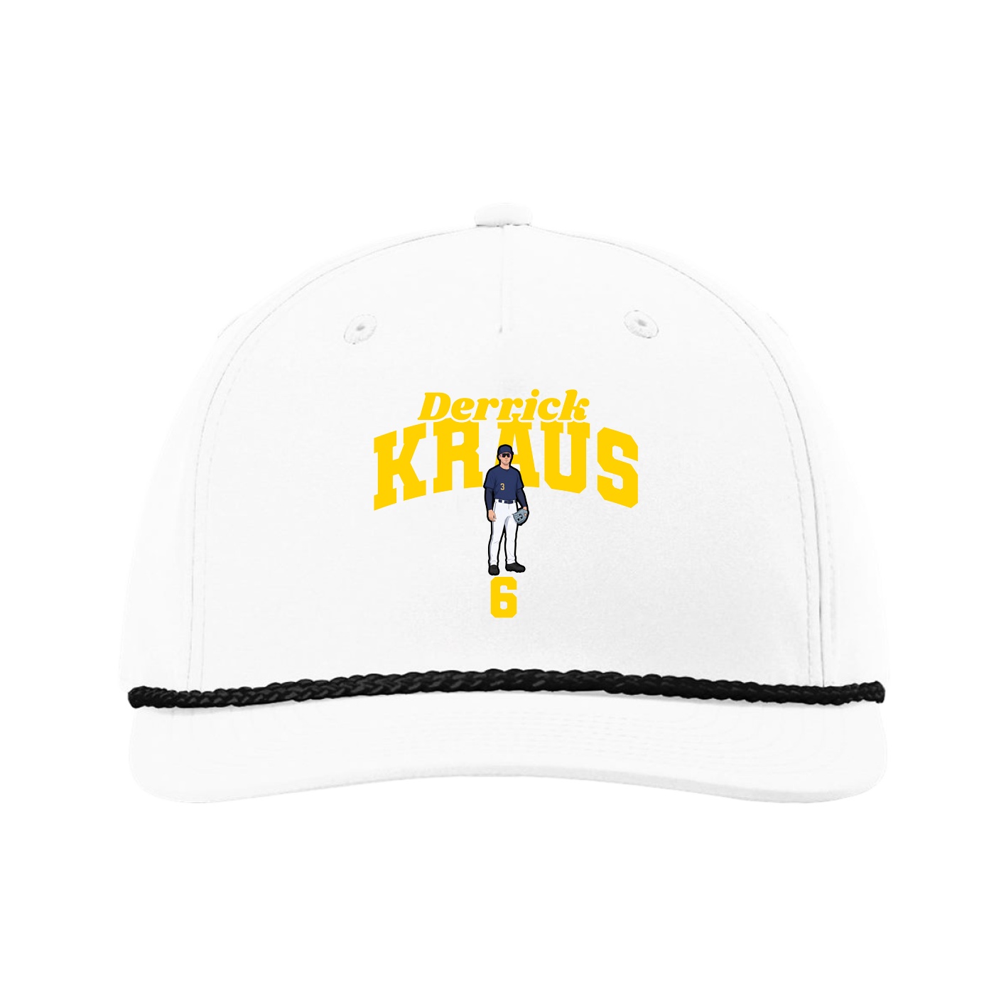 Five-Panel Classic Rope Cap — Signature Arch in White