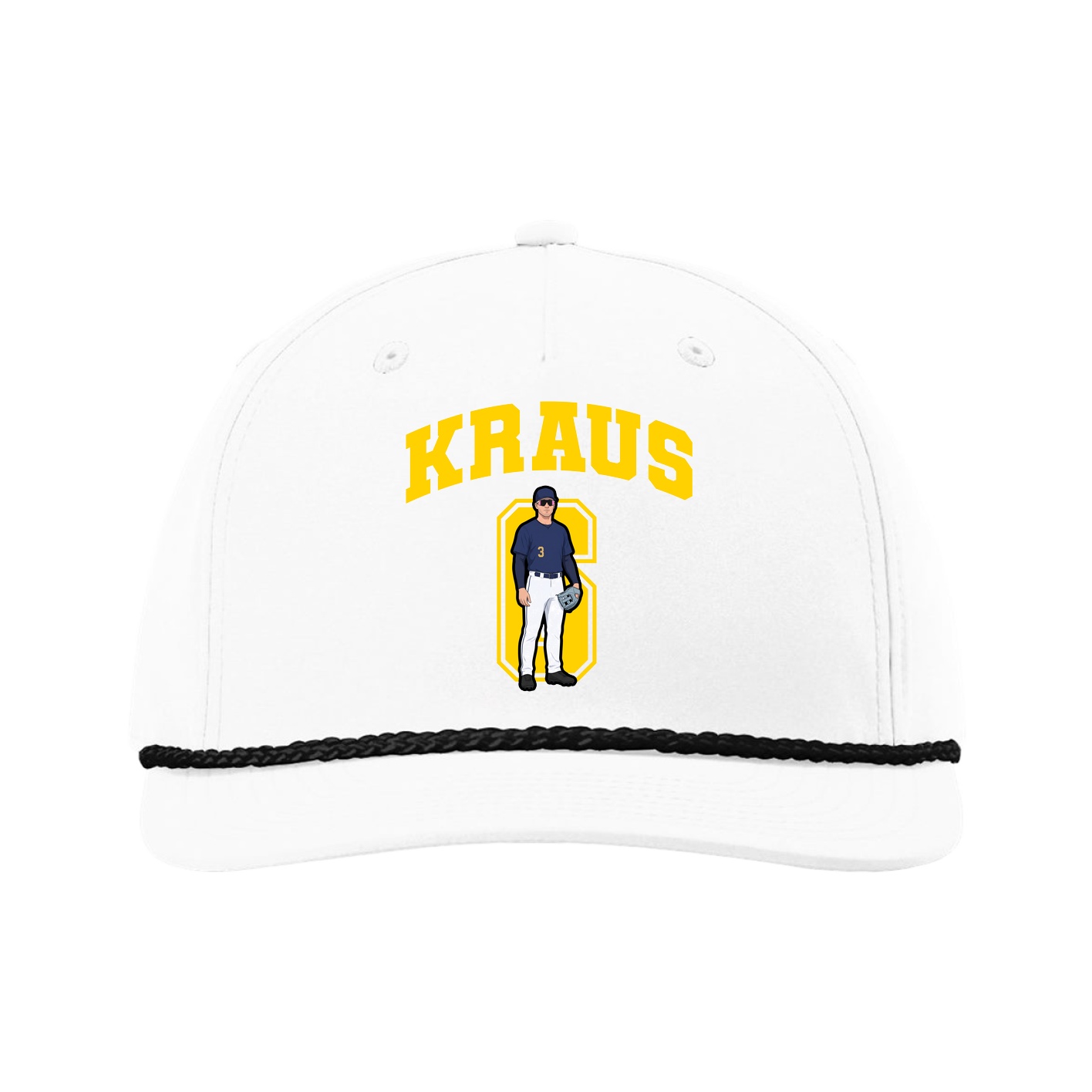 Five-Panel Classic Rope Cap — Number in White