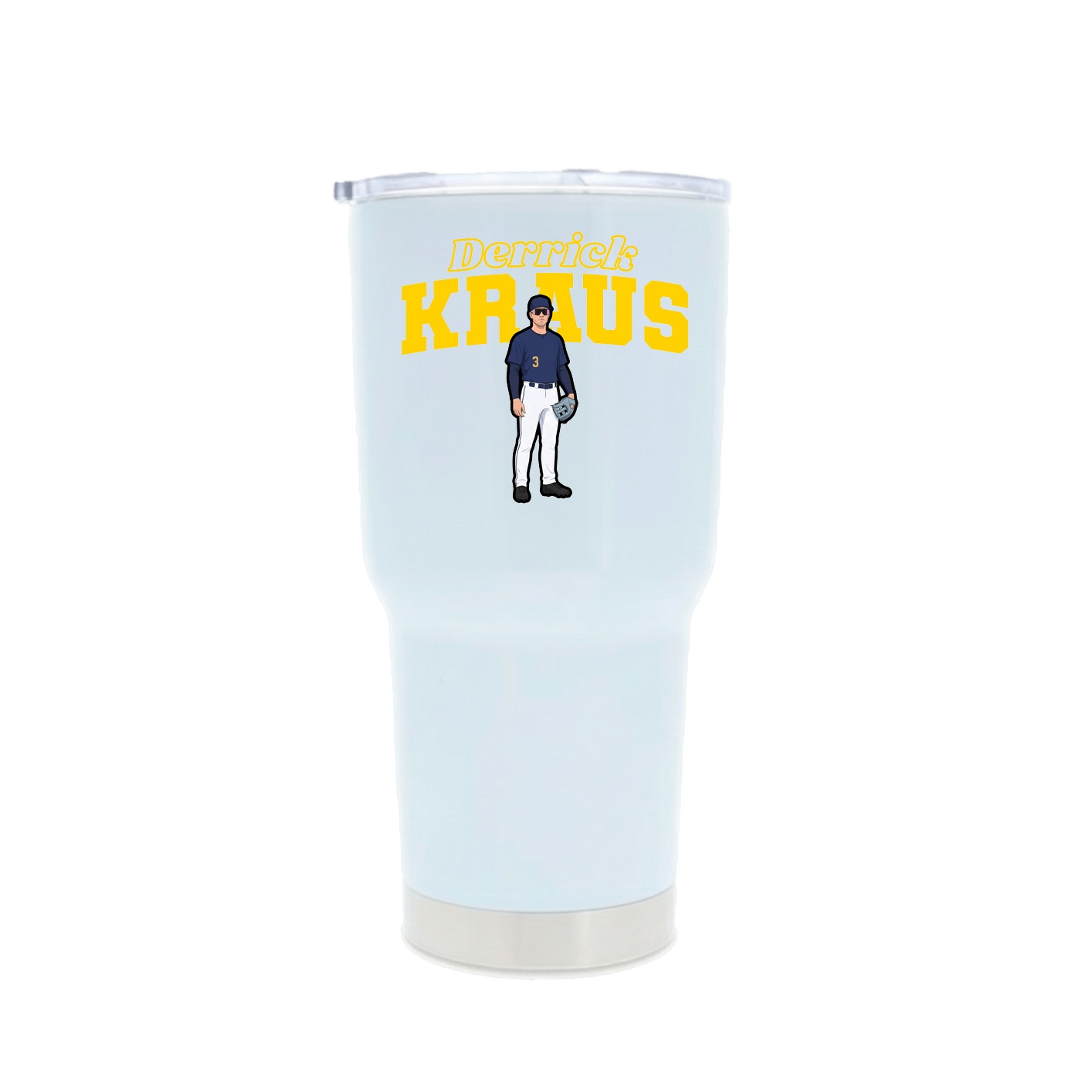 30oz Stainless Steel Tumbler — Name Arch in White