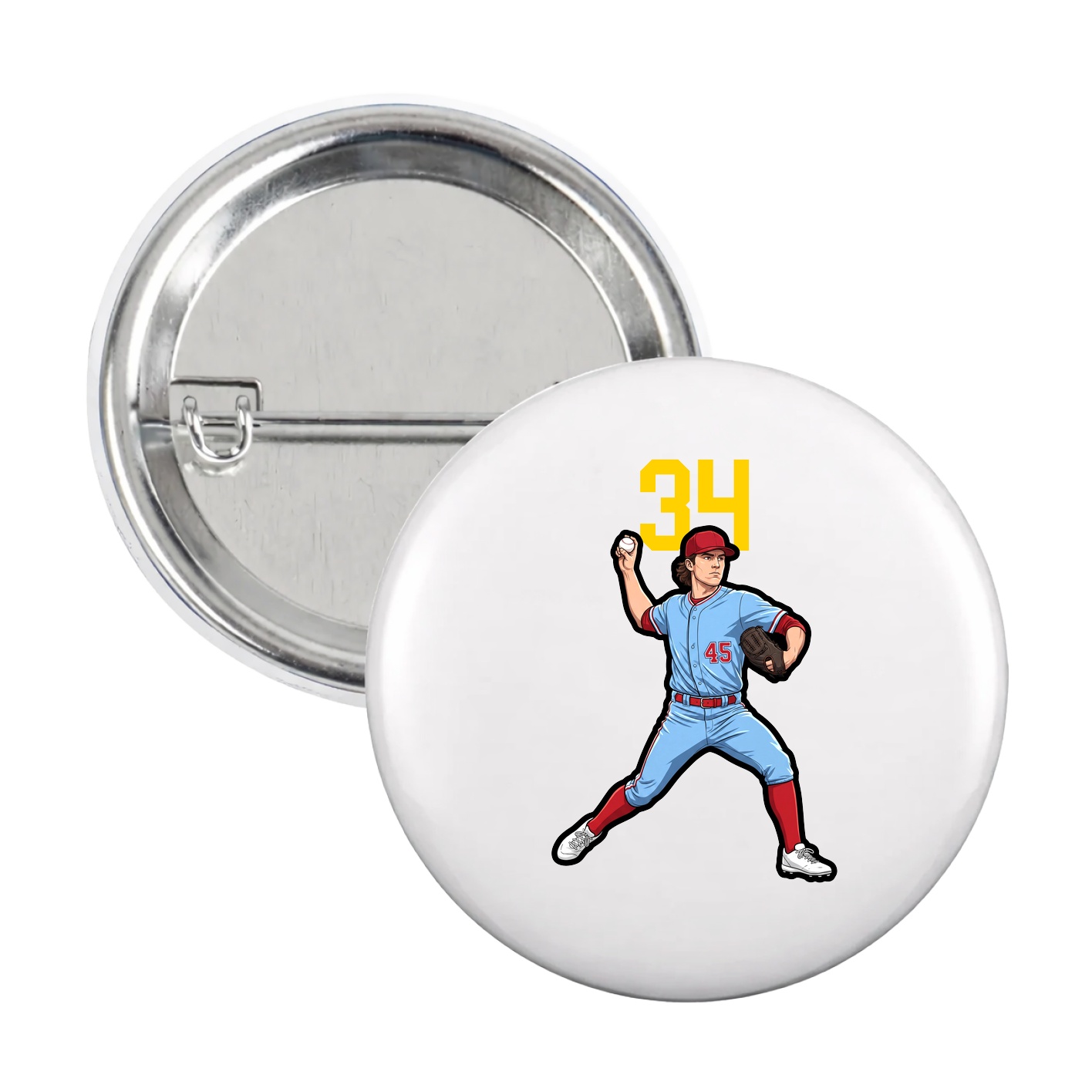 Game Day Button — Number Top in White