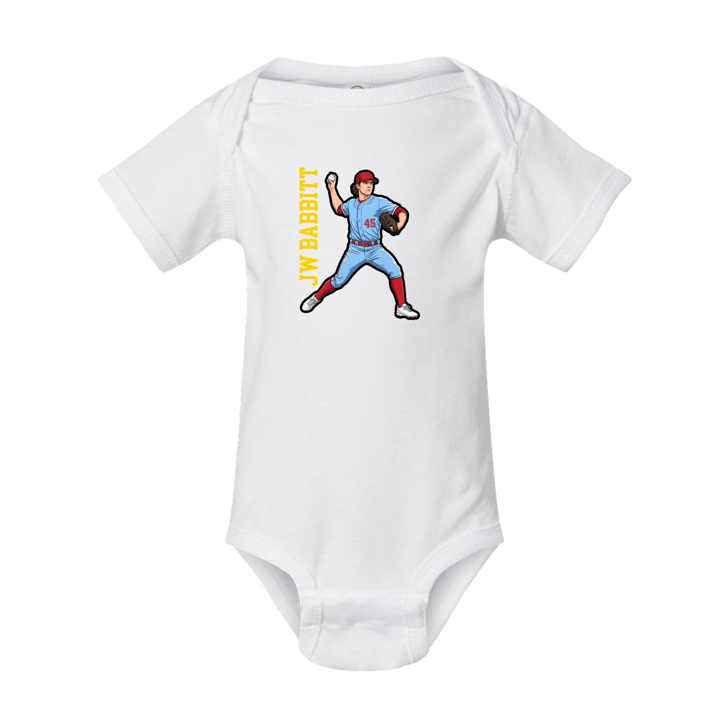 Baby Onesie — Name Vertical in White