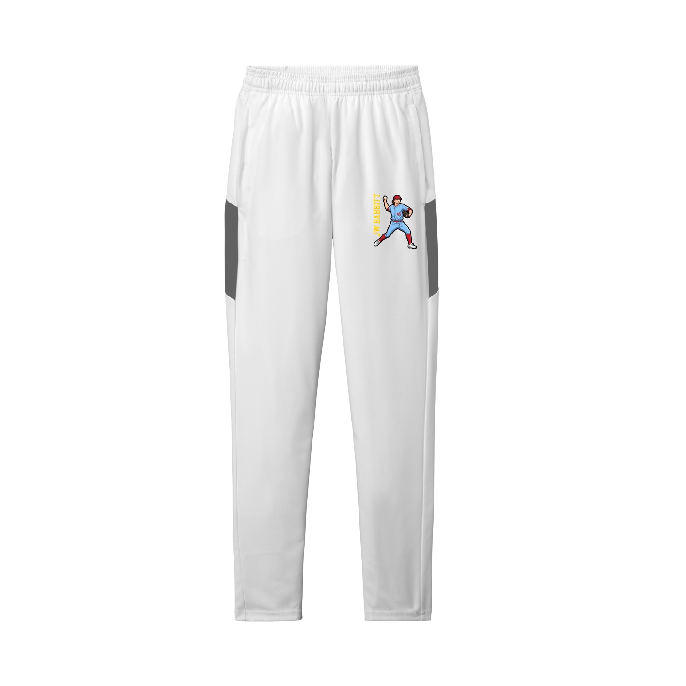 Team Travel Pant — Name Vertical in White/Grey