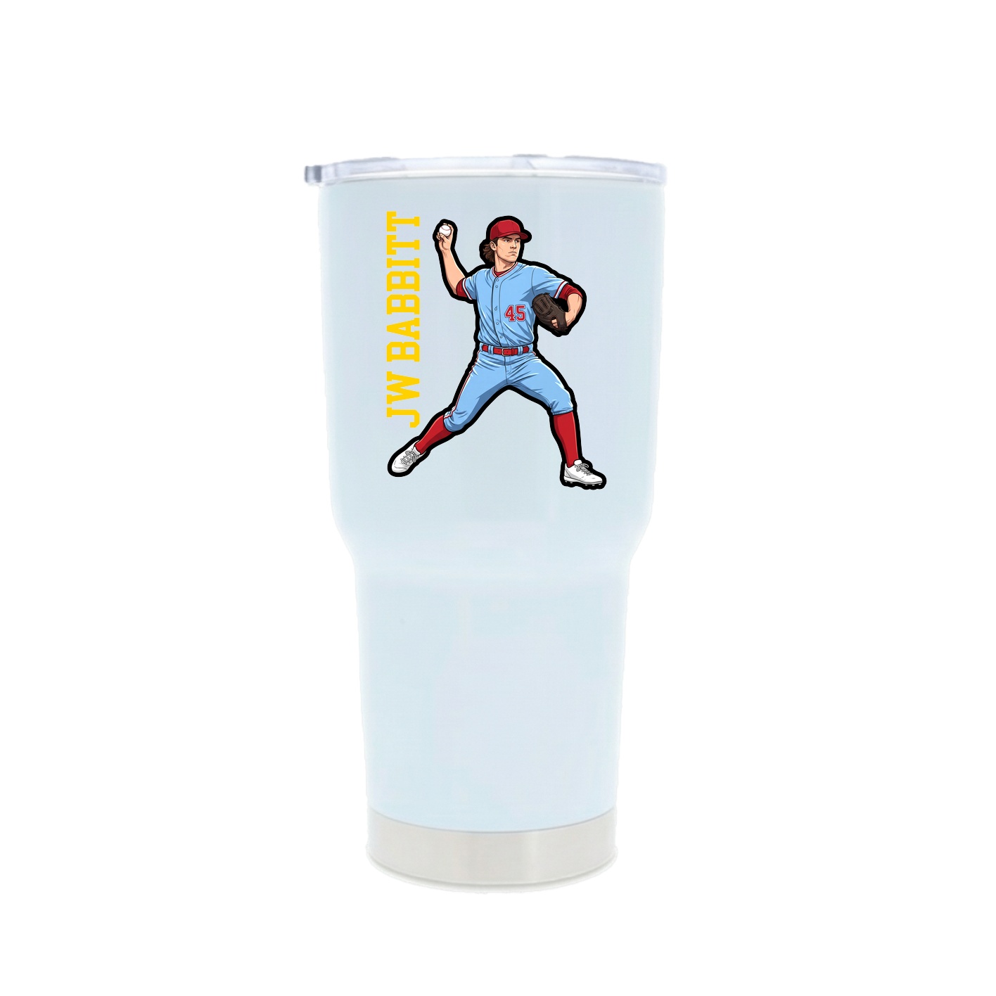 30oz Stainless Steel Tumbler — Name Vertical in White