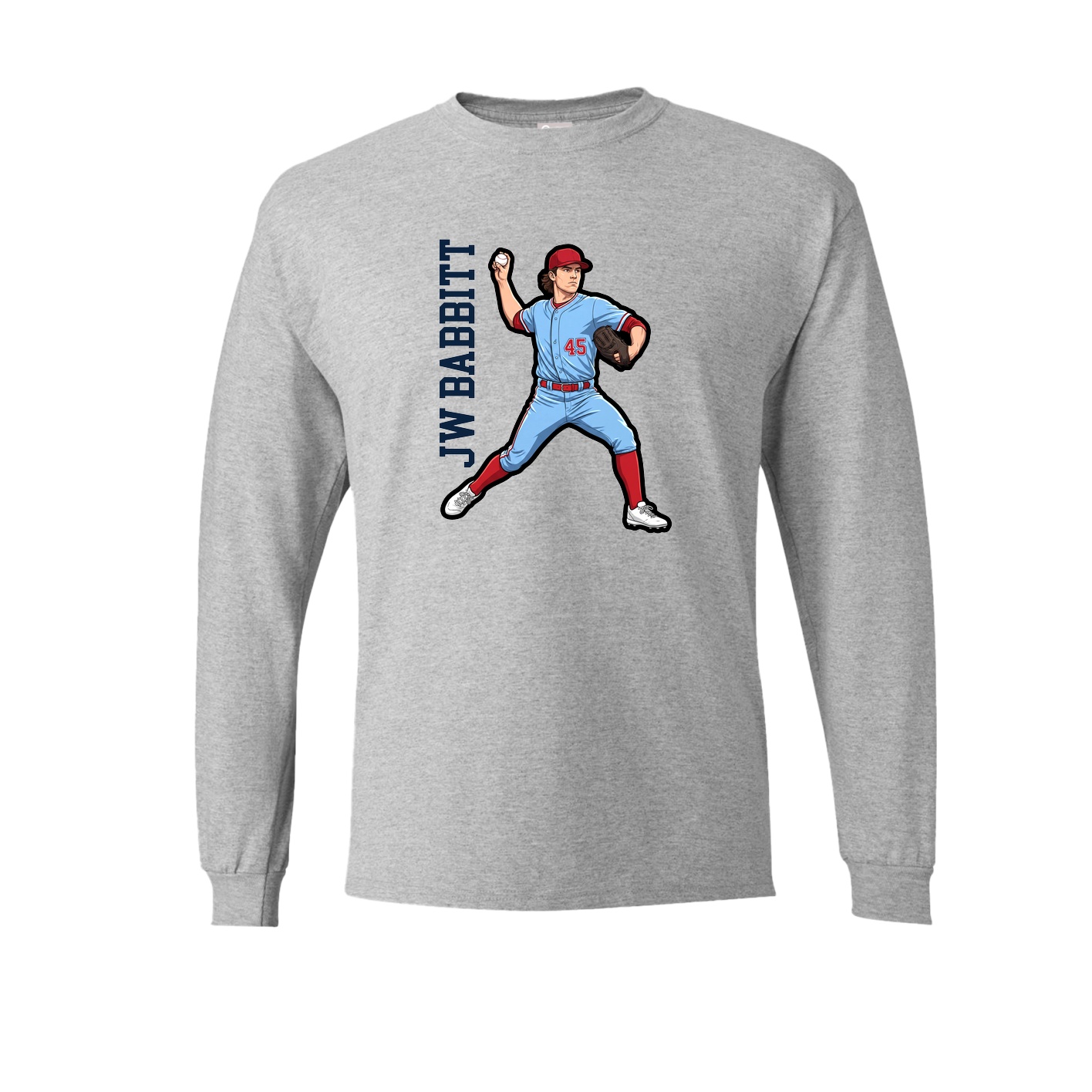 Long Sleeve Tee — Name Vertical in Grey