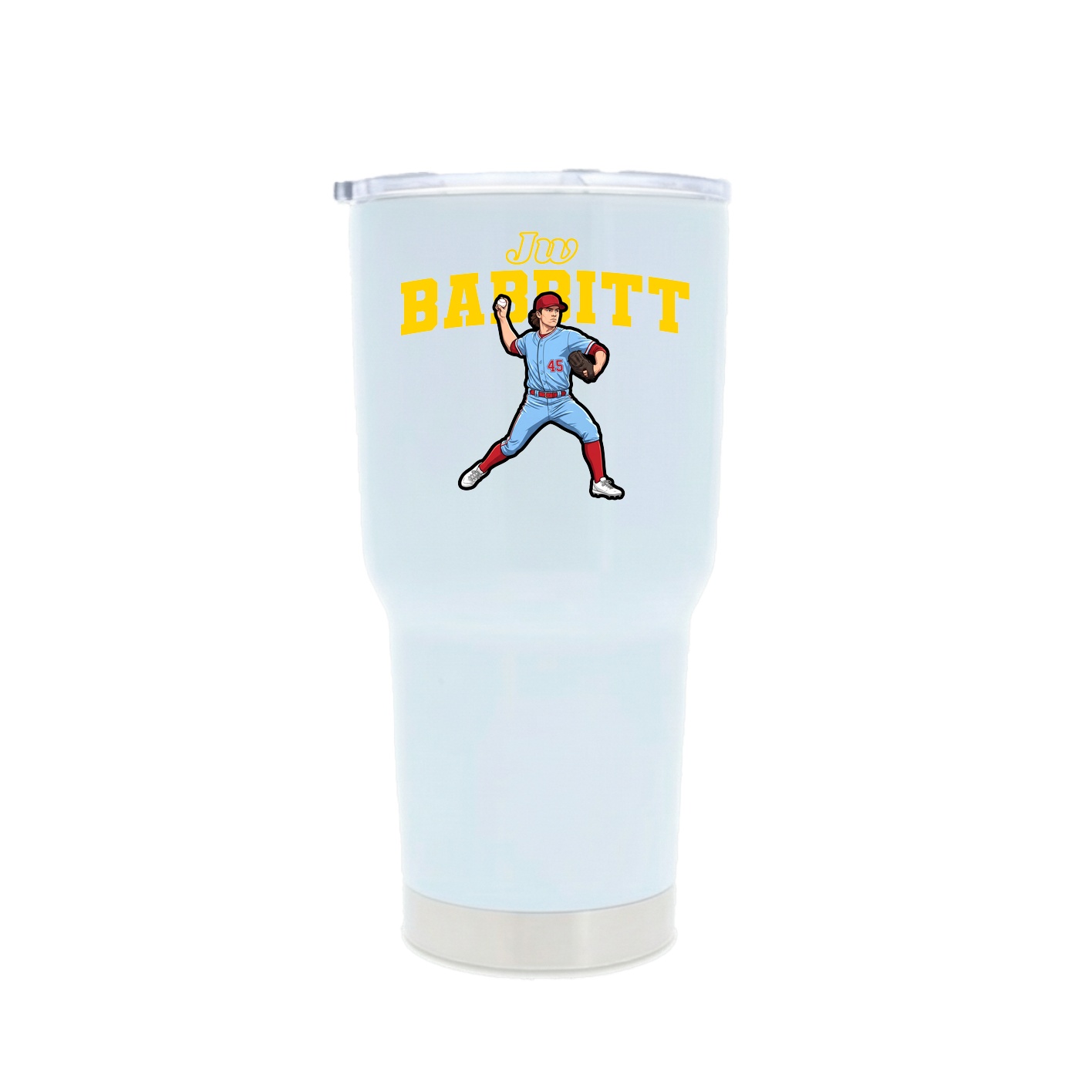 30oz Stainless Steel Tumbler — Name Arch in White