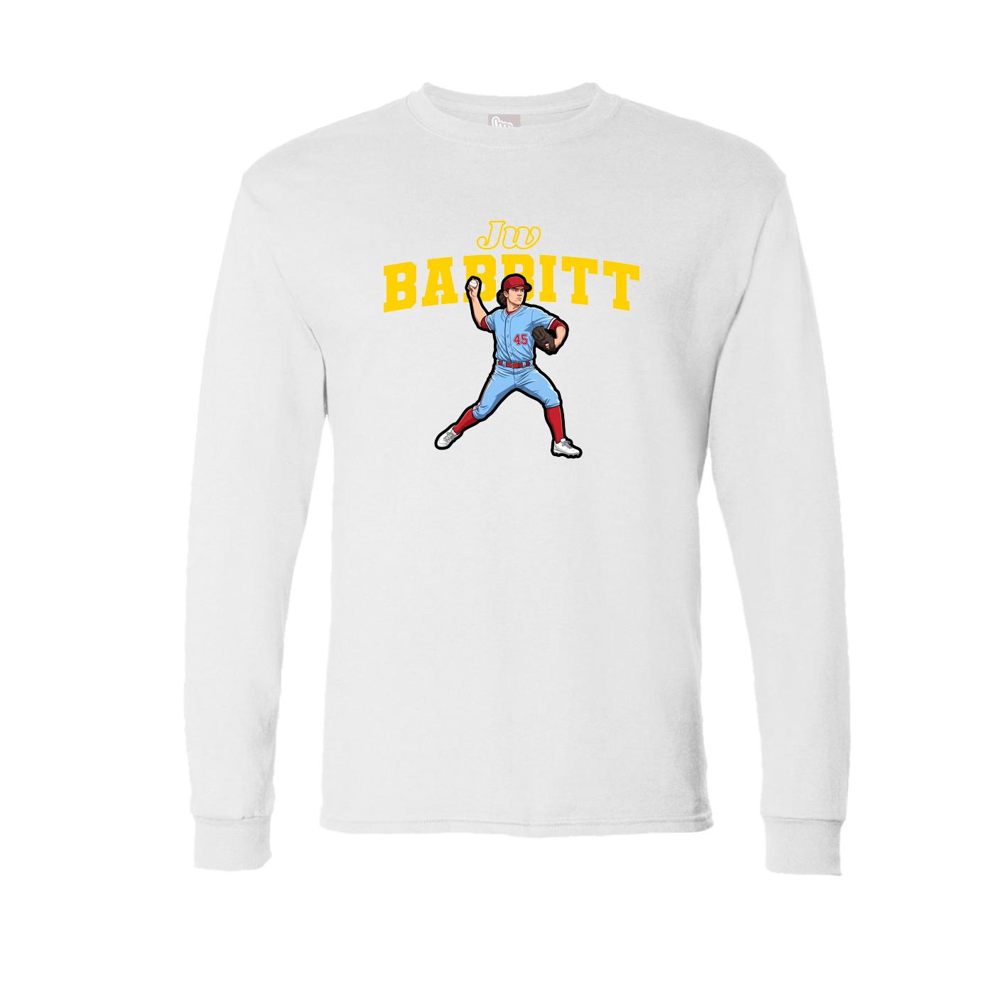 Long Sleeve Tee — Name Arch in White