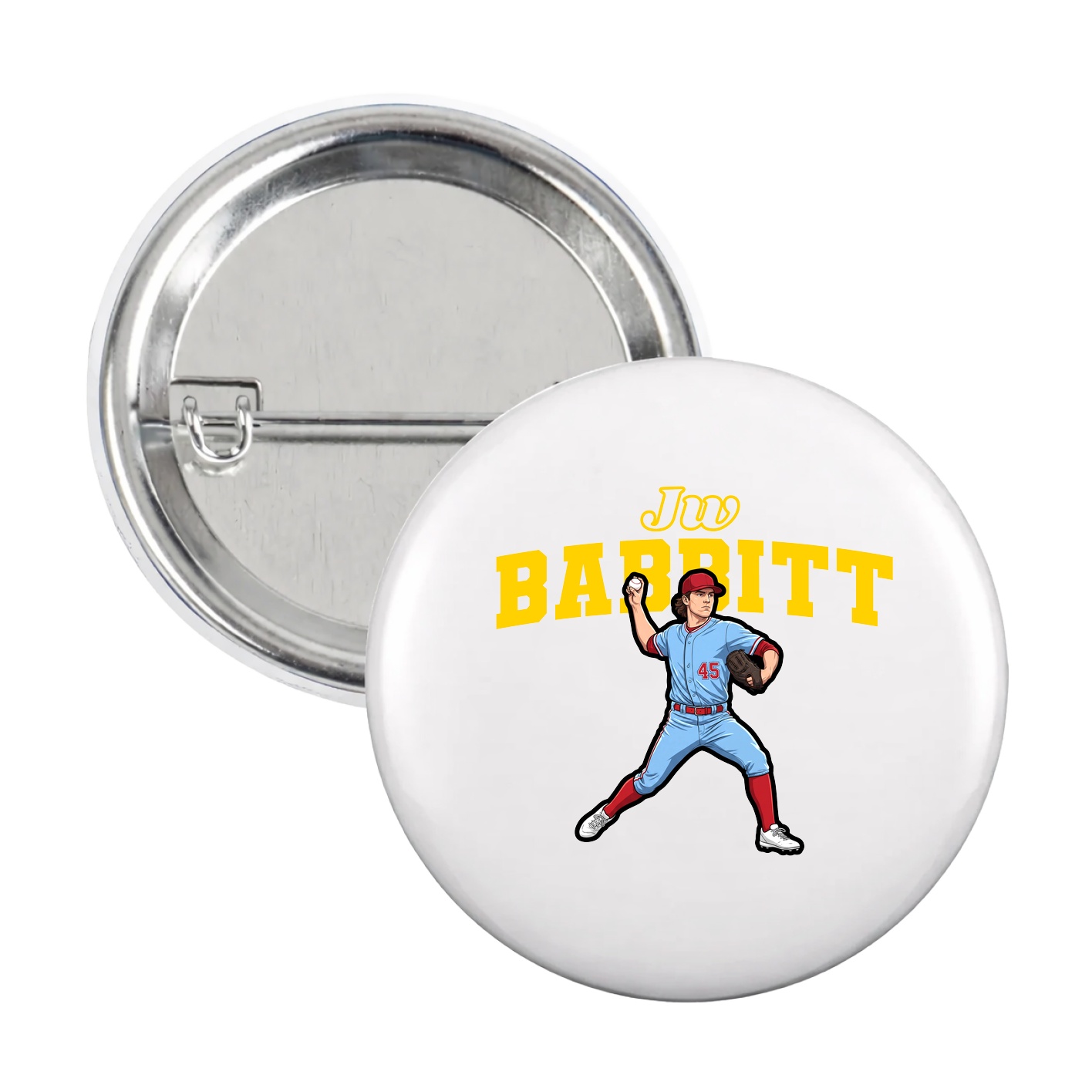 Game Day Button — Name Arch in White