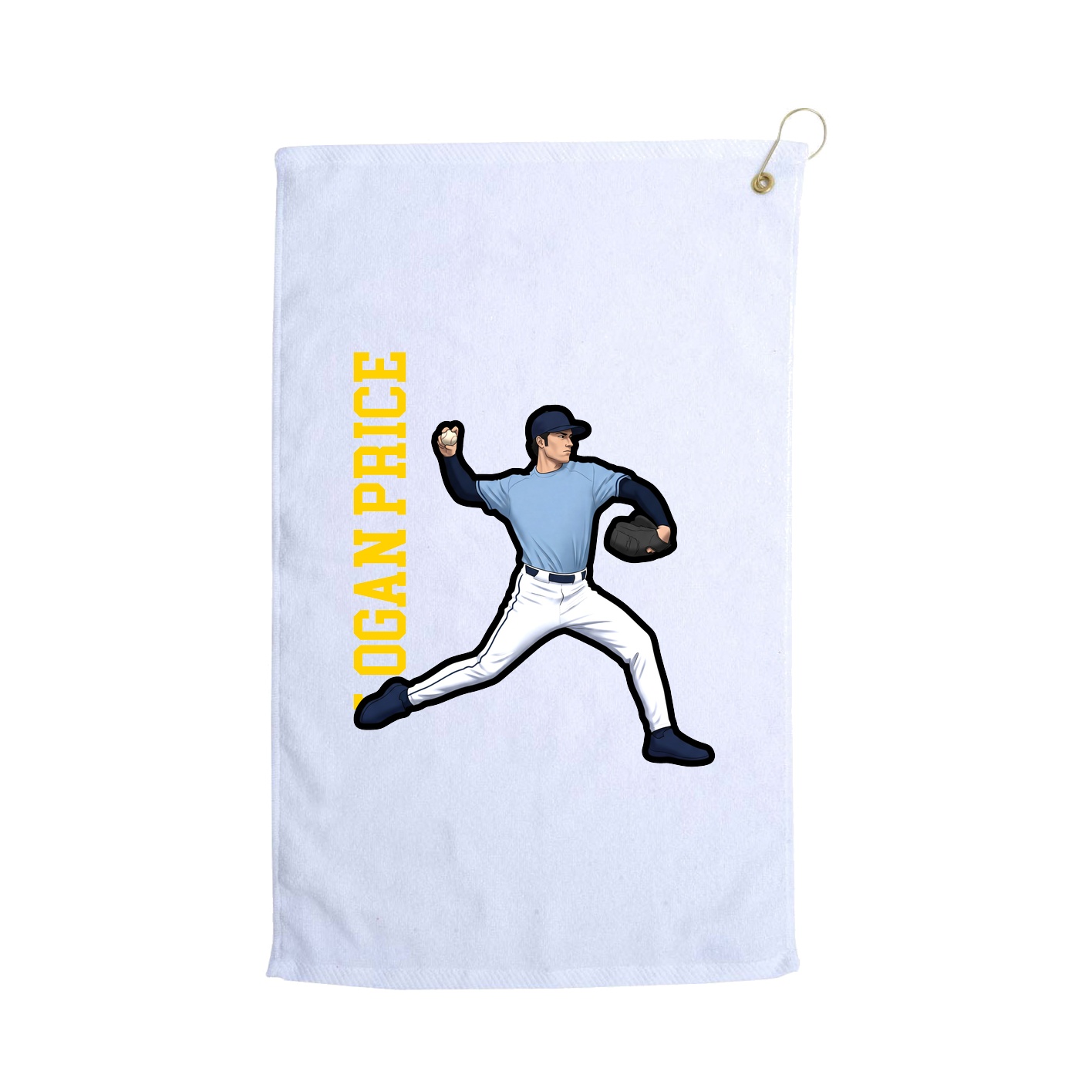 Golf Towel — Name Vertical in White