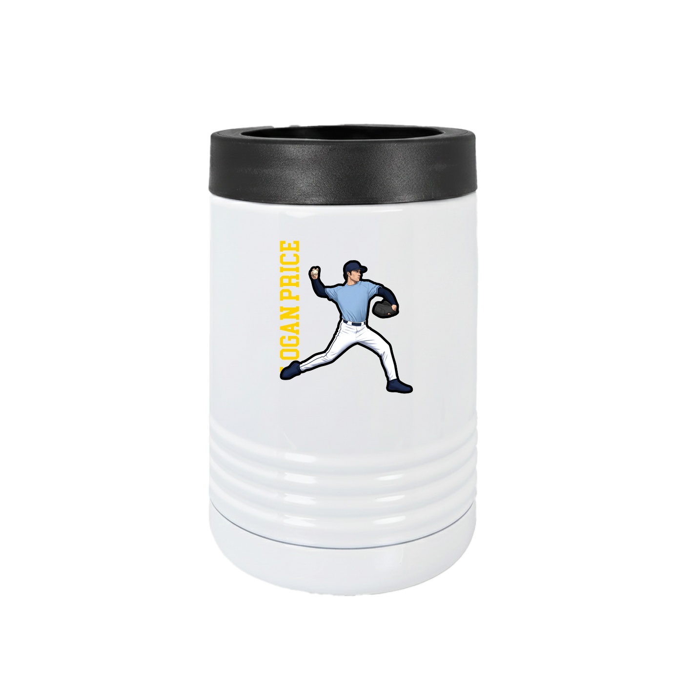 Beverage Holder — Name Vertical in White