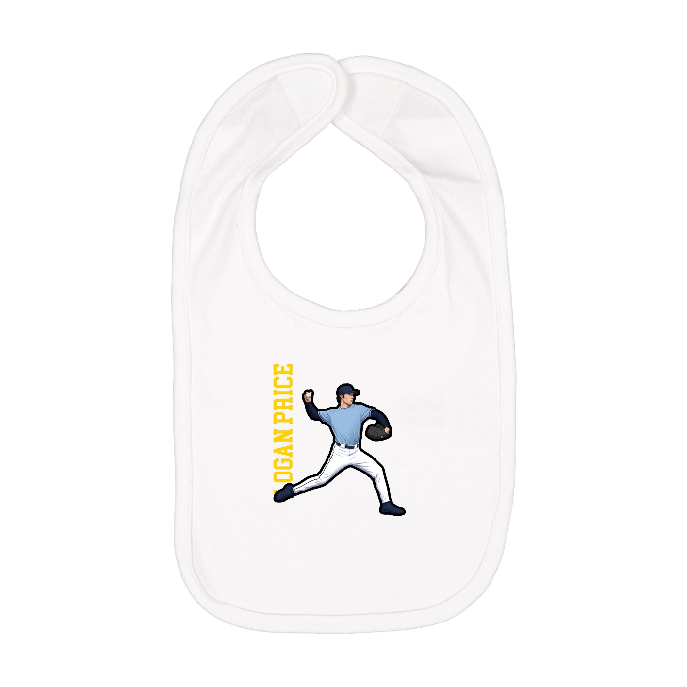 Infant Bib — Name Vertical in White