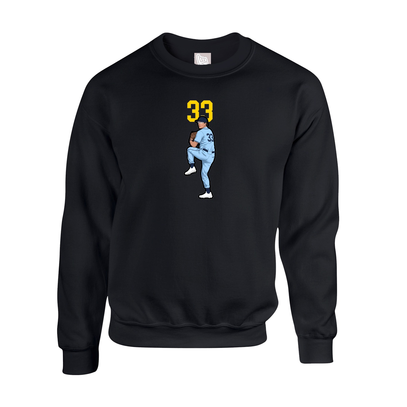 Fleece Crew — Number Top in Black