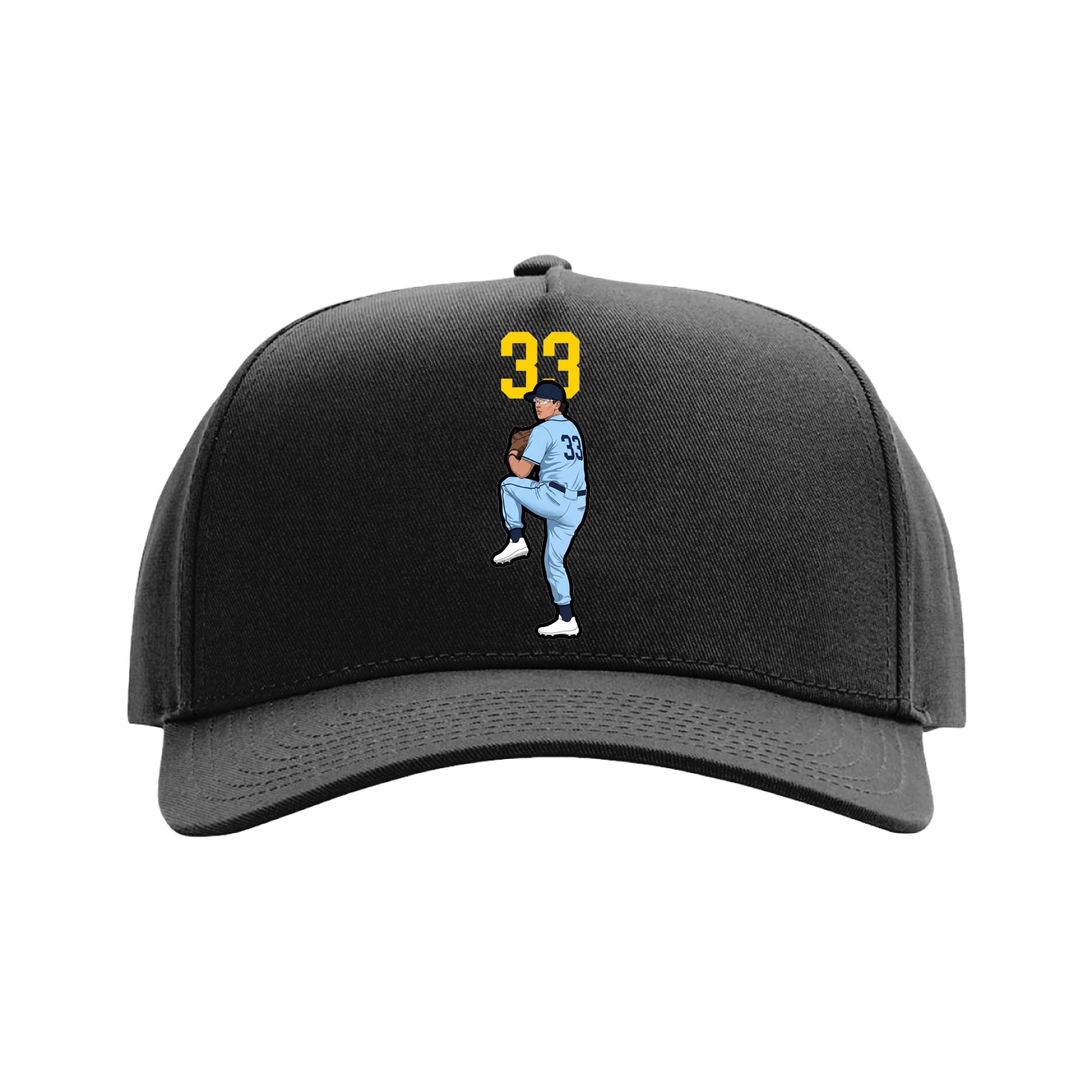 Full Fabric Five-Panel Champ Cap — Number Top in Black