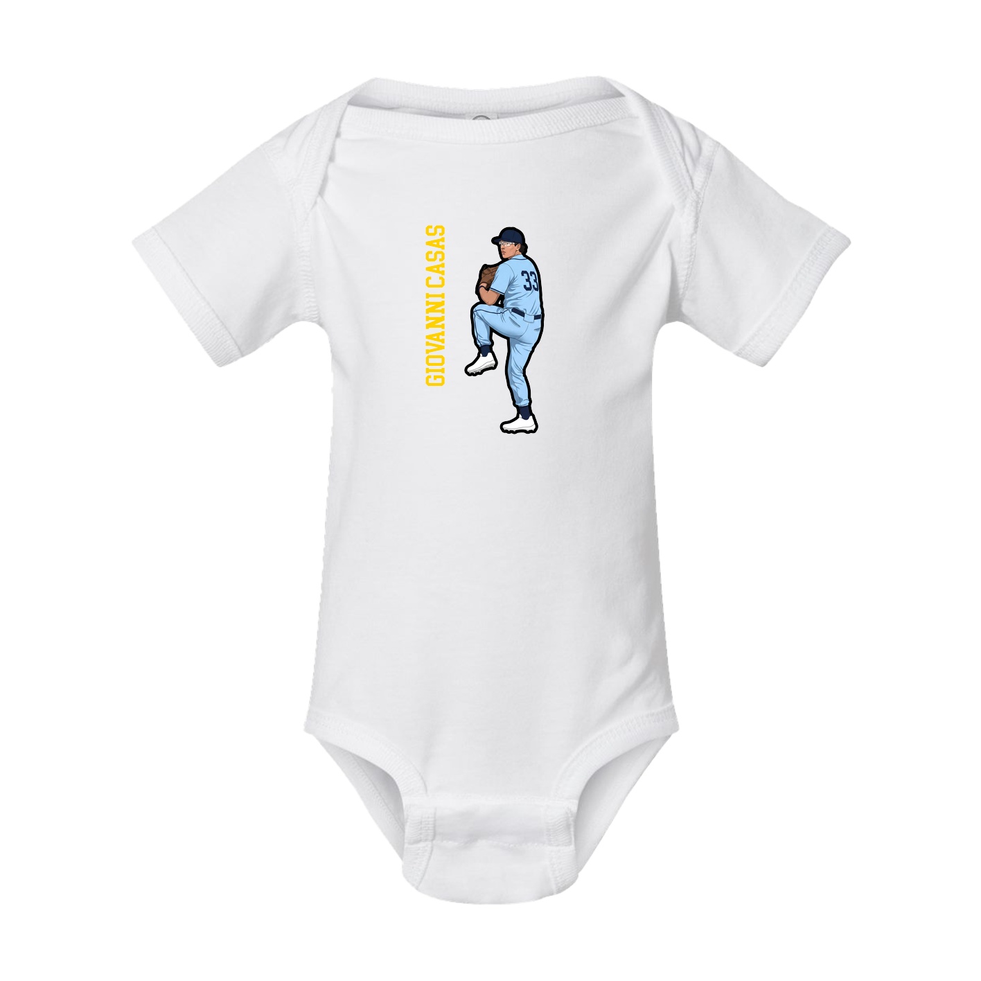Baby Onesie — Name Vertical in White