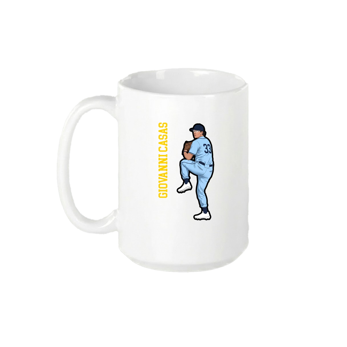 15oz Coffee Mug — Name Vertical in White