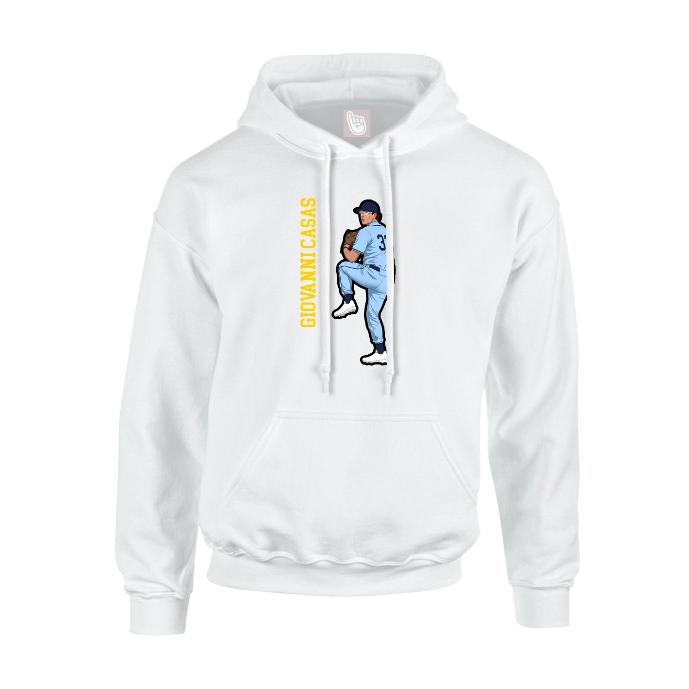 Youth Hoodie — Name Vertical in White