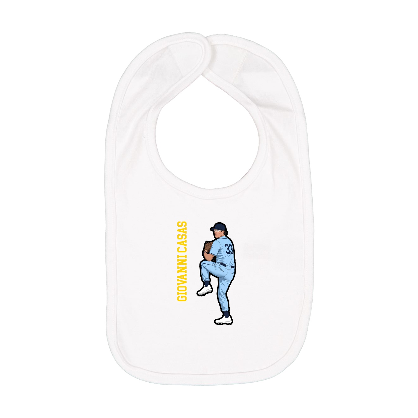 Infant Bib — Name Vertical in White