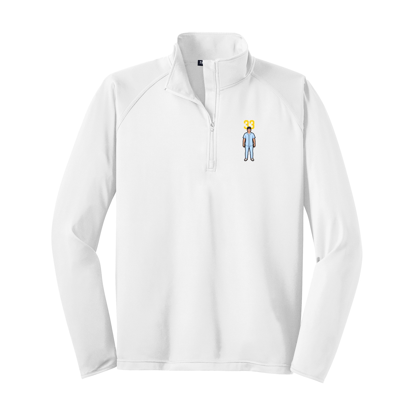 Q-Zip Pullover — Number Top in White