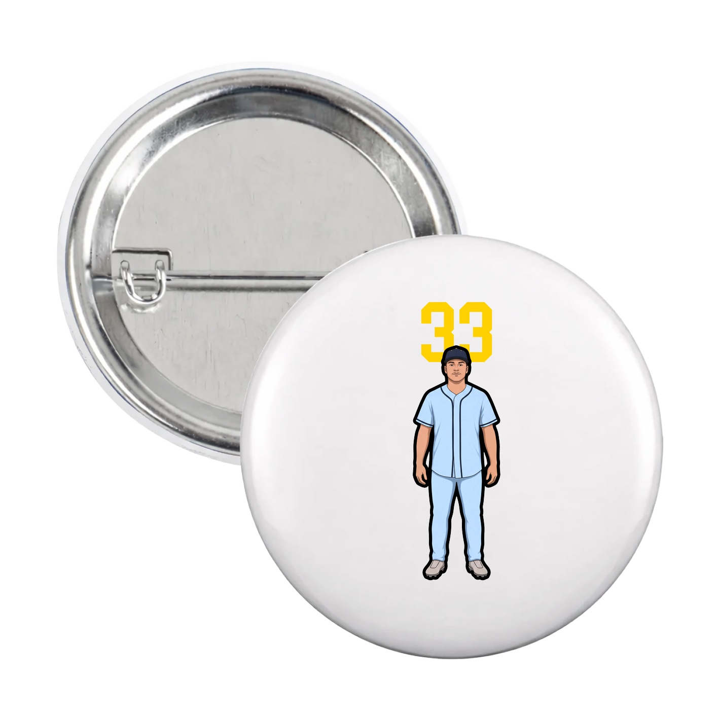Game Day Button — Number Top in White