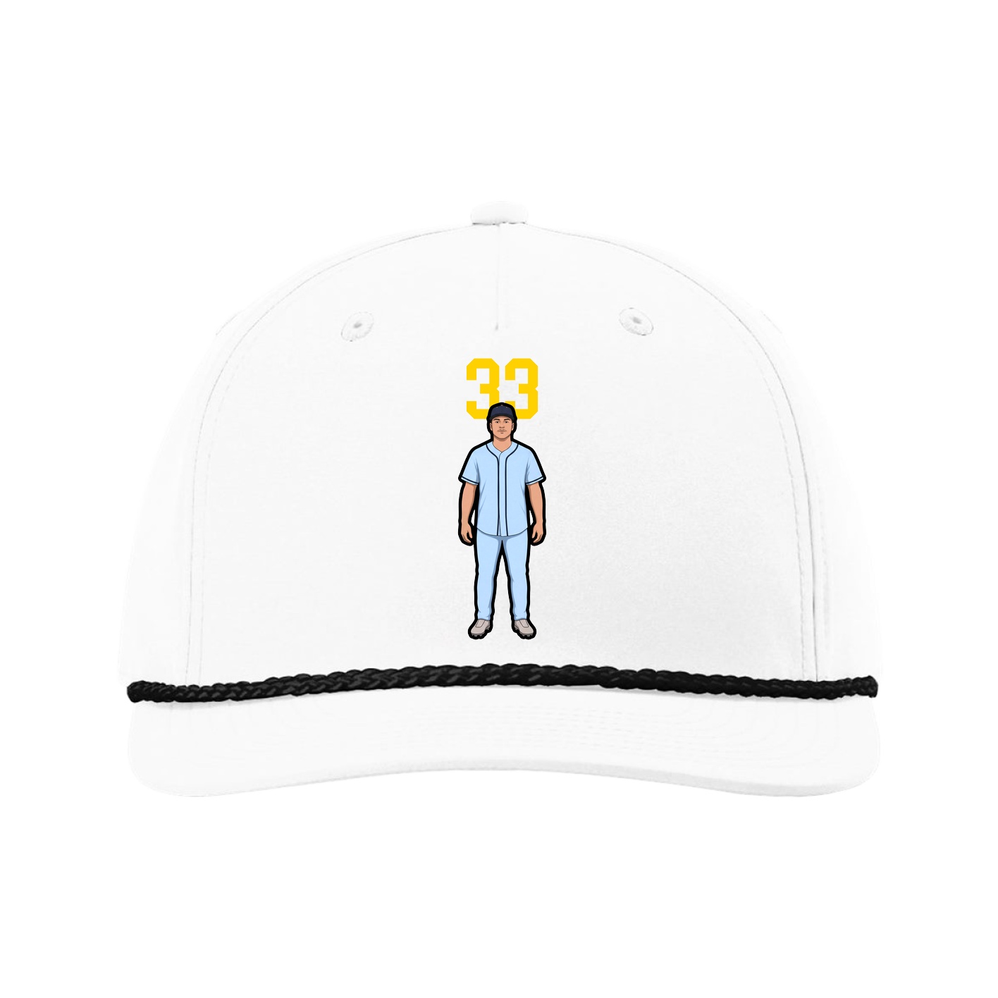 Five-Panel Classic Rope Cap — Number Top in White