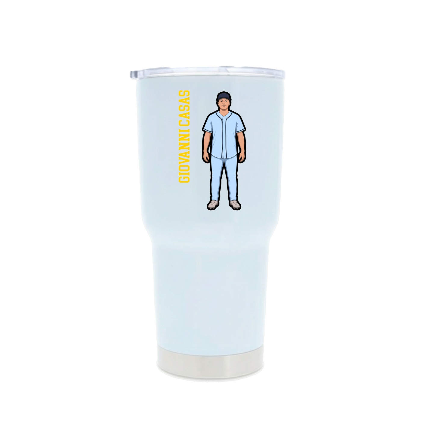 30oz Stainless Steel Tumbler — Name Vertical in White