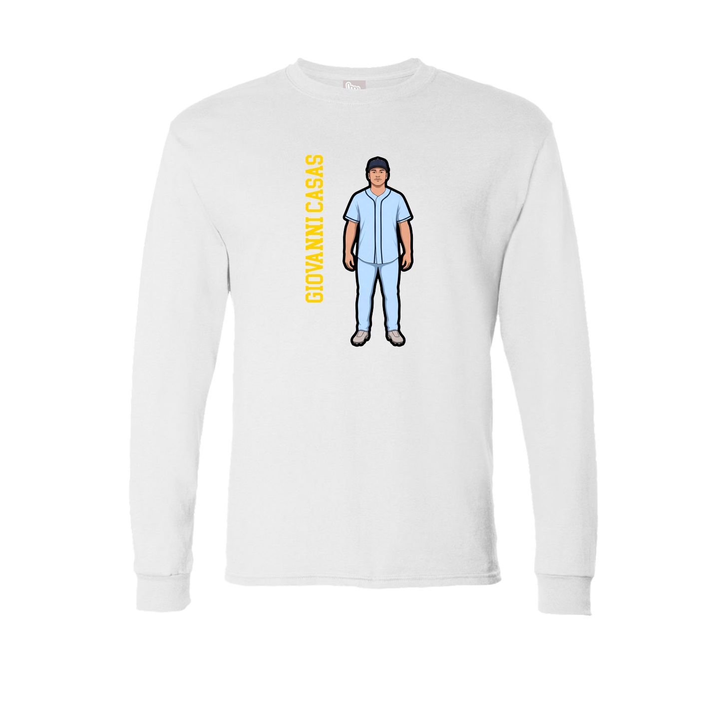 Long Sleeve Tee — Name Vertical in White