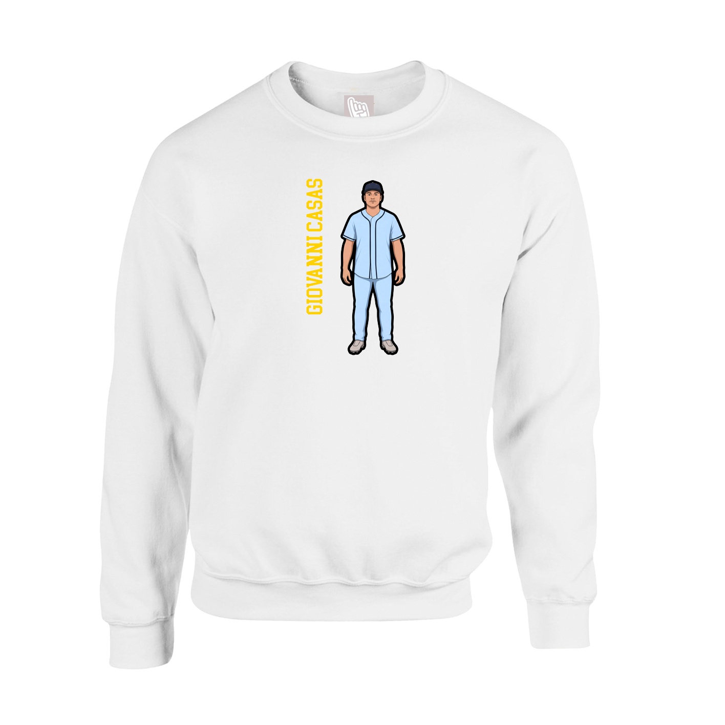 Fleece Crew — Name Vertical in White