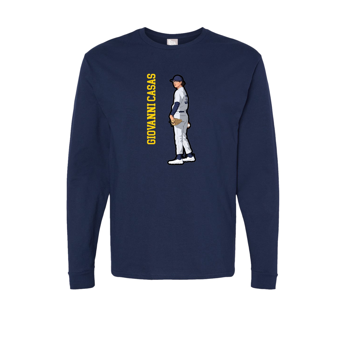 Long Sleeve Tee — Name Vertical in Navy