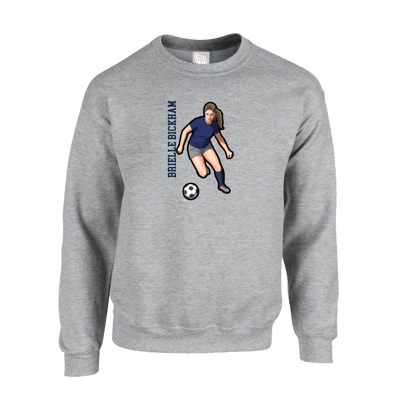 Fleece Crew — Name Vertical in Grey