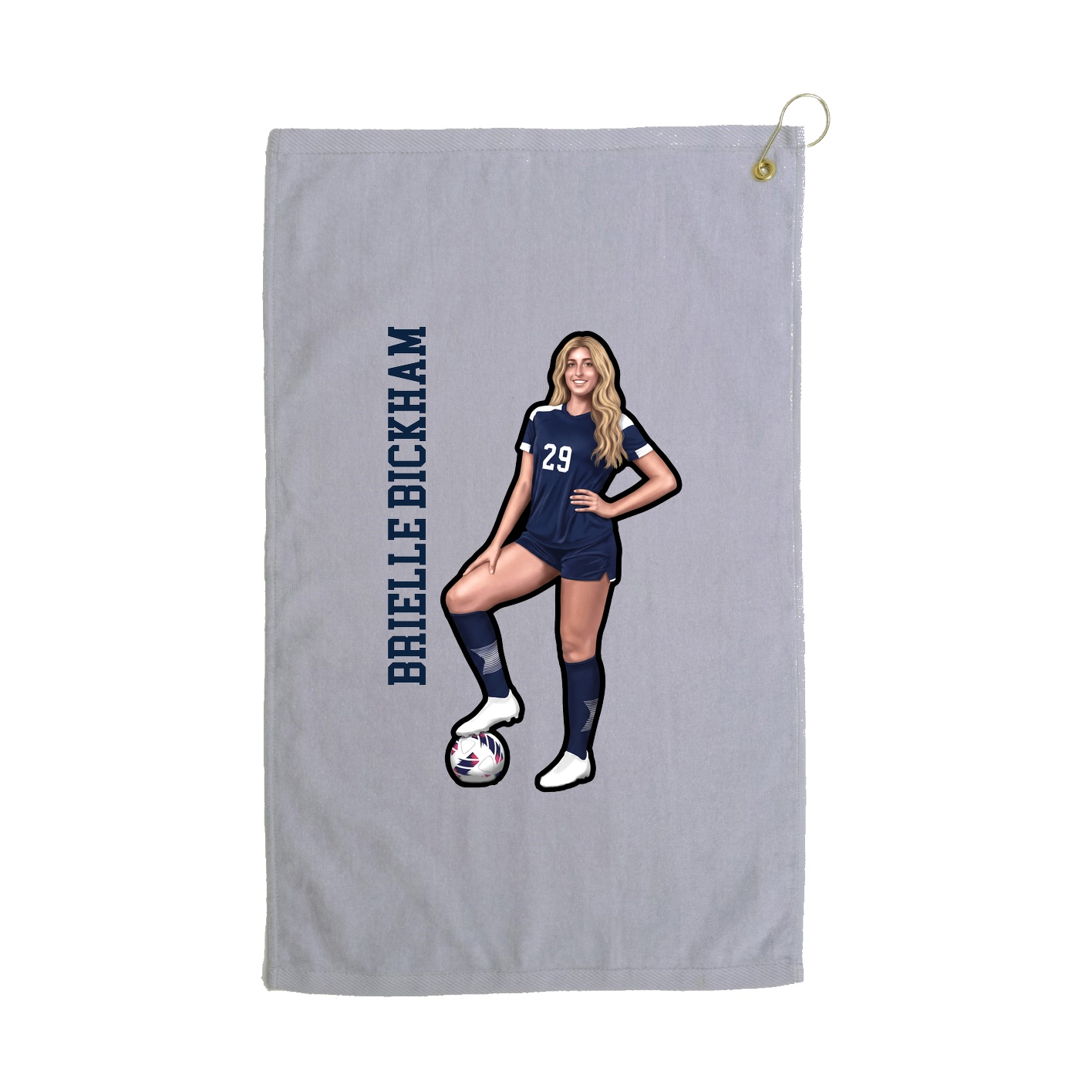 Golf Towel — Name Vertical in Grey