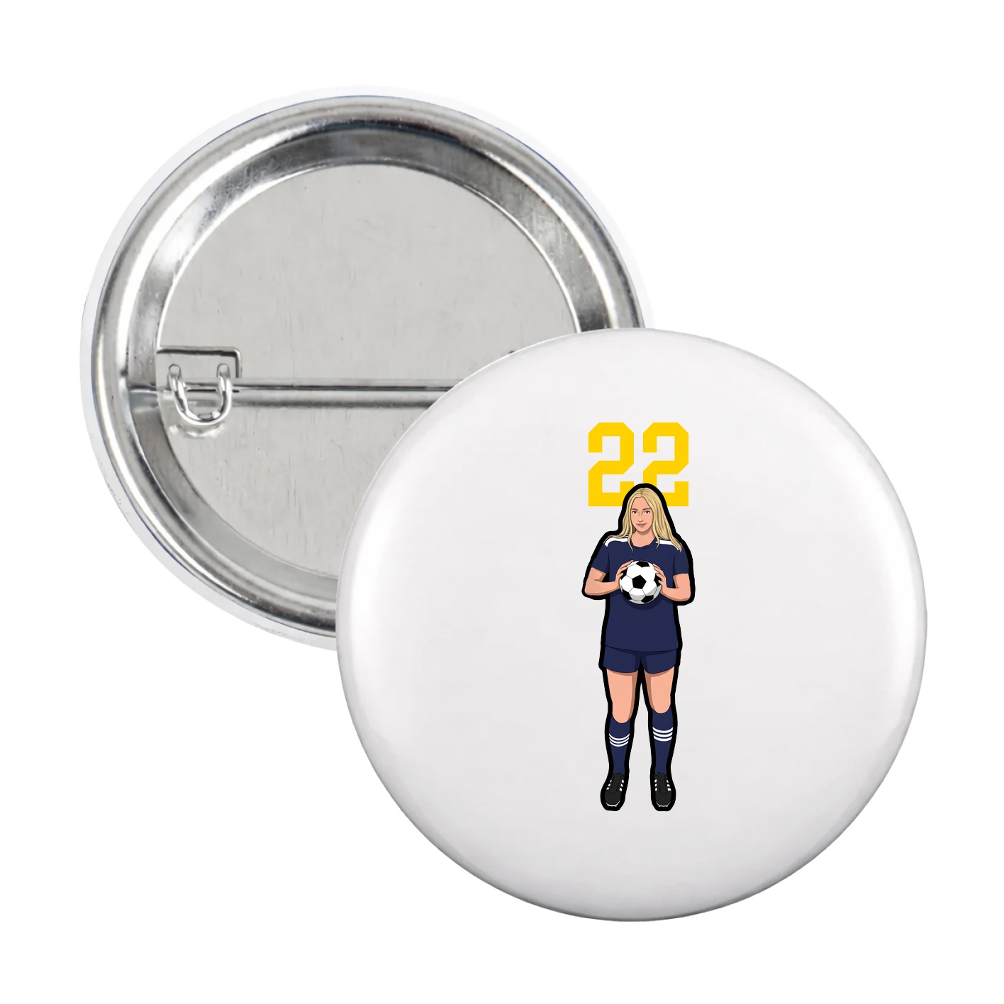 Game Day Button — Number Top in White