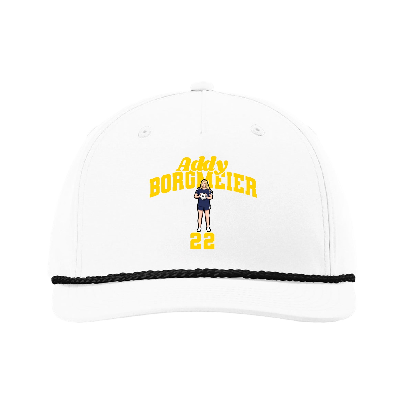 Five-Panel Classic Rope Cap — Signature Arch in White
