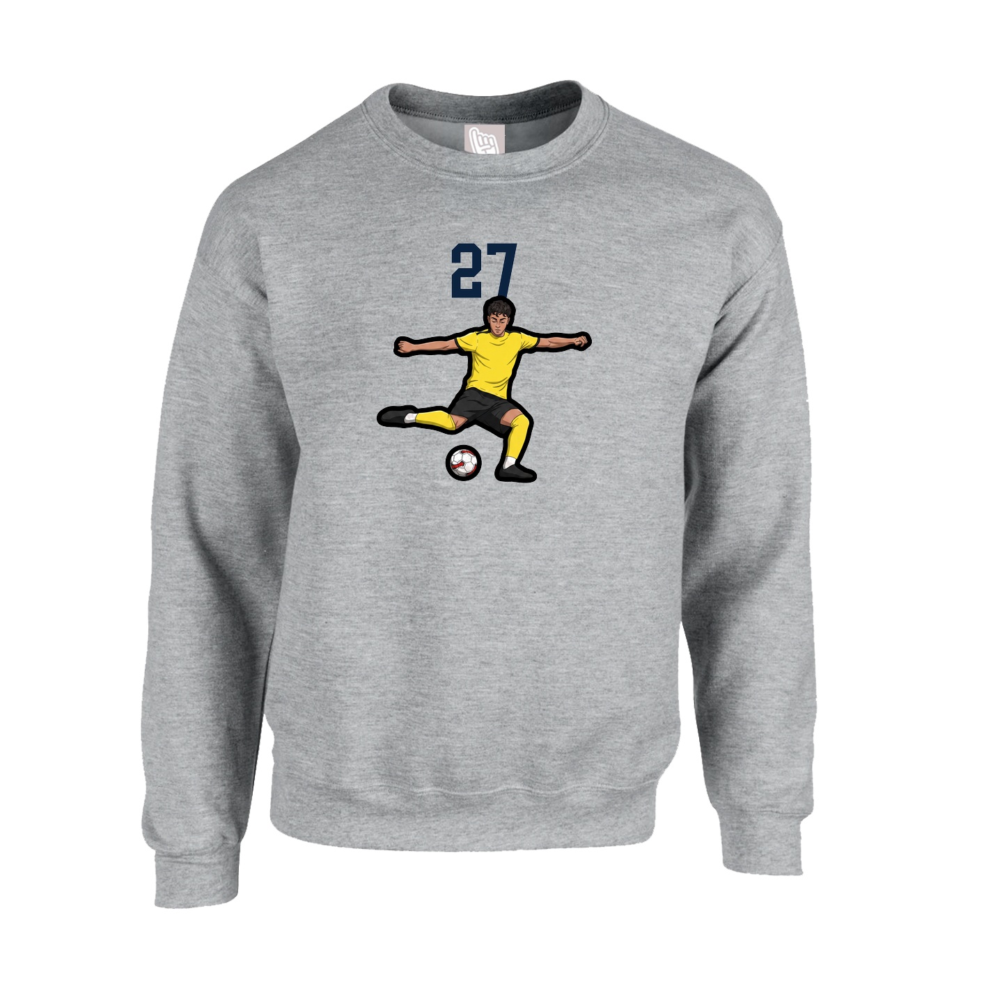 Fleece Crew — Number Top in Grey